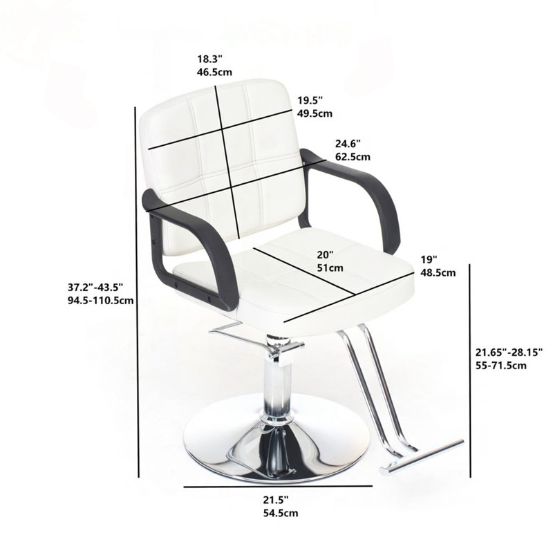 Fauteuil de coiffeur professionnel avec pivotement à 360 ° et hauteur réglable, Off White, Silver