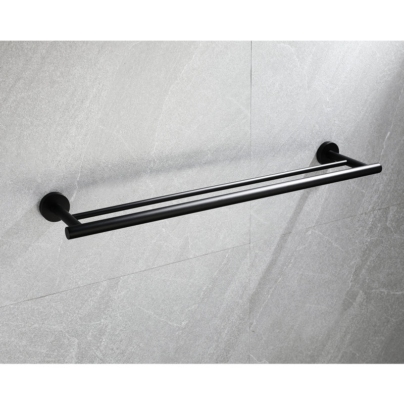 Barre à serviettes élégante en acier inoxydable noir mat - fixée au mur pour l'organisation de la salle de bain, Noir mat