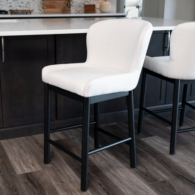Maven Lane Gia Kitchen Stool with Canvas Fabric Upholstery