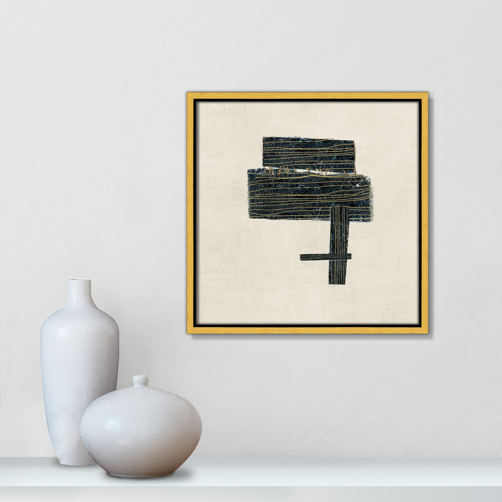 Copeland "Stitched I" Print, 13.5" H x 13.5" W, Gold