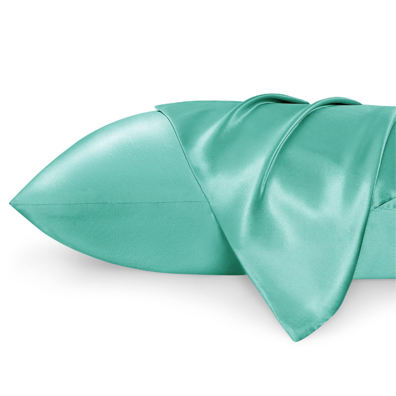 Ensemble de 2 taies d'oreiller en satin, 300 fils au pouce, GentleSoft ™, Taie d'oreiller très grande, Teal