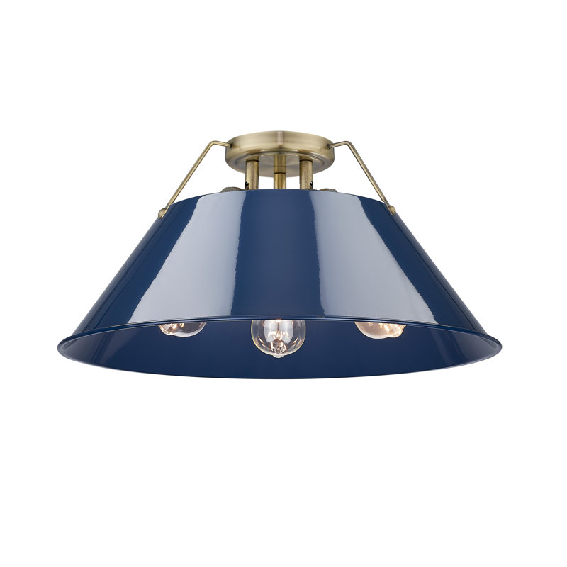 Plafonnier encastré 3 lumières Weatherford, Laiton vieilli, Matte Navy