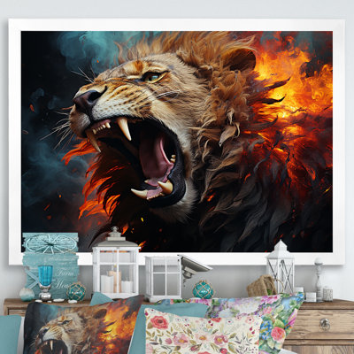 Lions Roaring Echoes I - Lion, art mural pour le salon