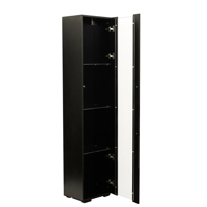 Armoire de rangement noire avec bande de lampe en aluminium - large surface facile à nettoyer, l 40 x P 29 x H 170 cm (48,99 lb)