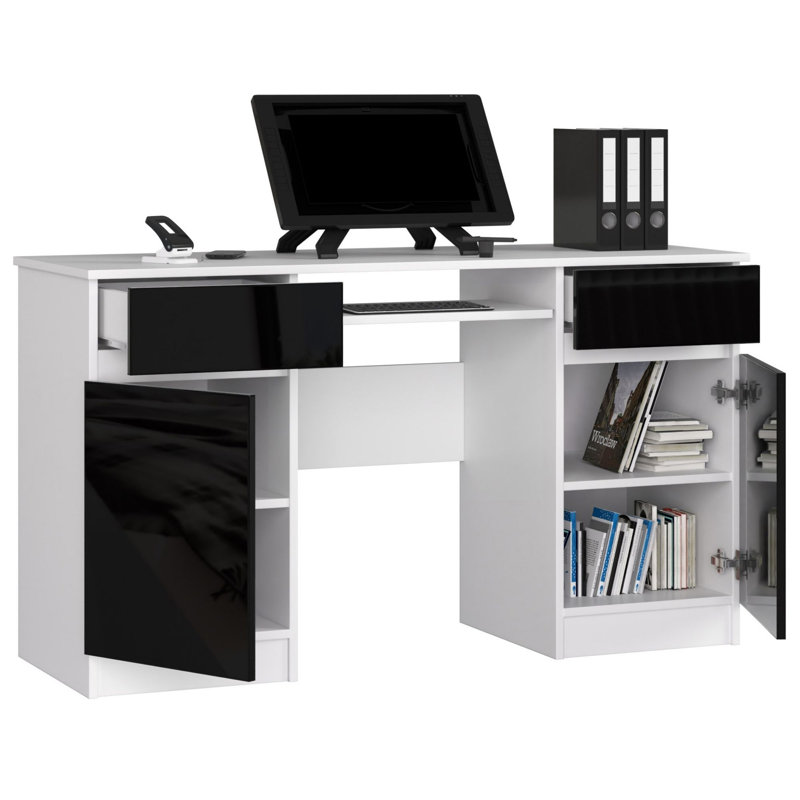 Eldrige Computer Desk, Black Gloss