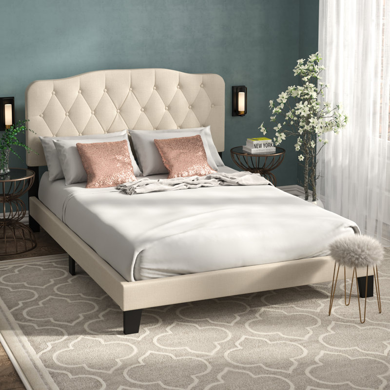 Hernani Upholstered Standard Bed, Queen, Linen