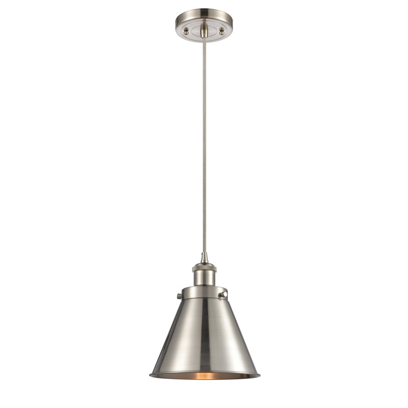 Luminaire suspendu conique à 1 lumière Donovan, Nickel satiné brossé, DEL