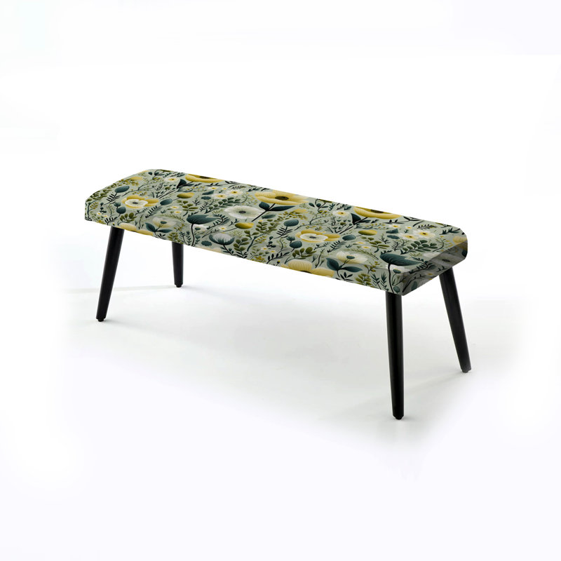 Banc de jardin rembourré floral Tranquil Green and White Blooms
