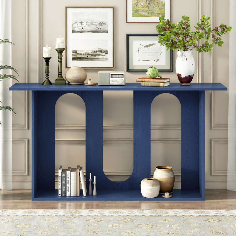Console moderne avec placage en frêne, Navy Blue