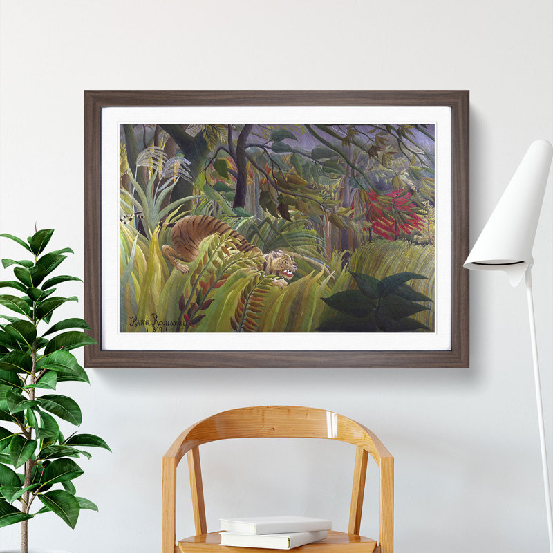 Surprise by Henri Rousseau - Picture Frame Painting, 36cm H x 48cm W x 2cm D, Walnut Framed