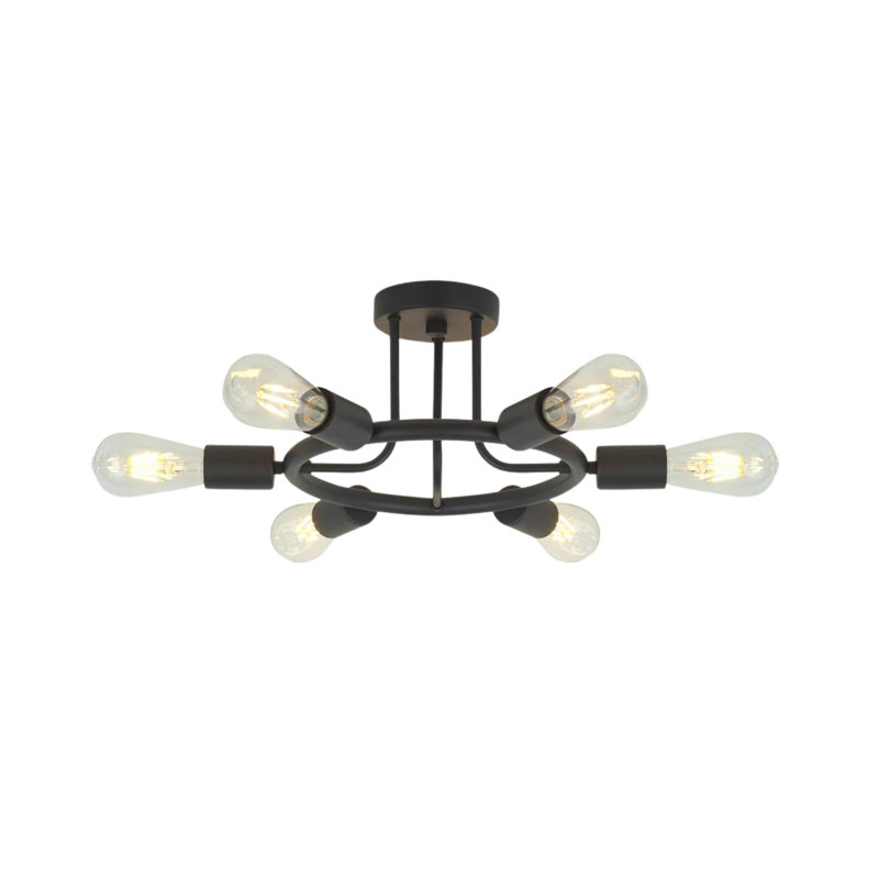 Plafonnier semi-encastré 6 lumières, Noir mat