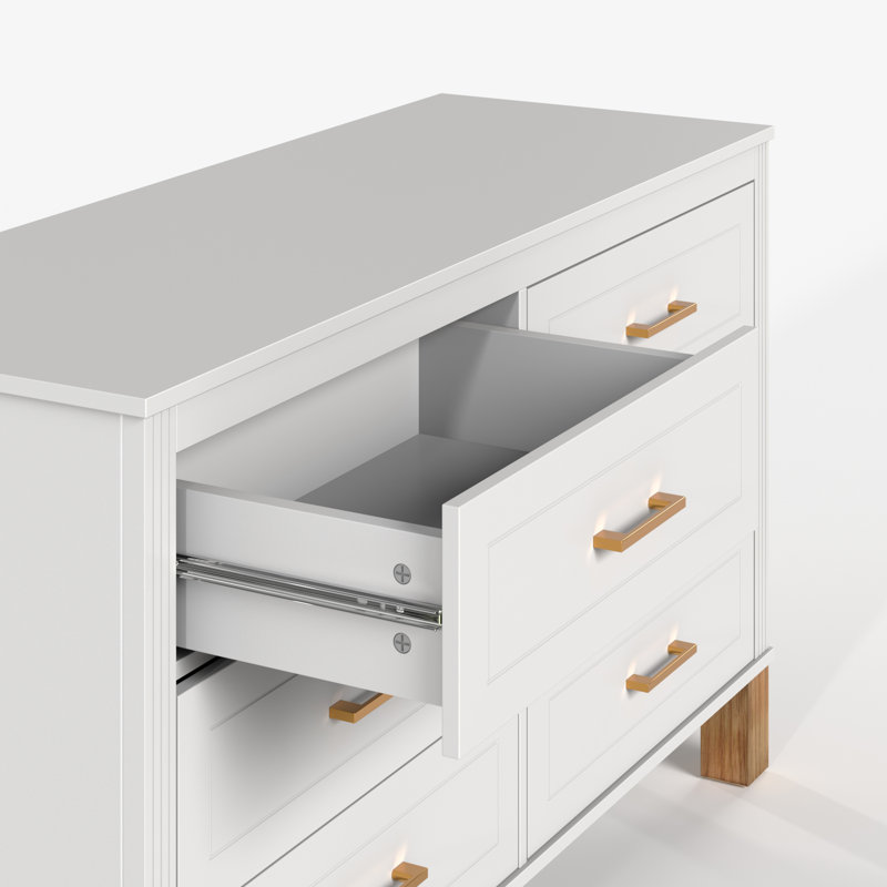 Commode double 6 tiroirs pour chambre à coucher, Blanc