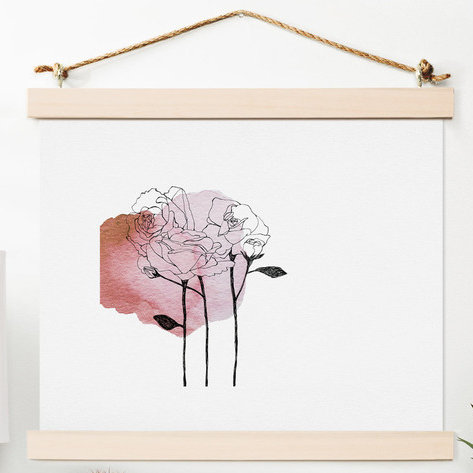 Roses de jardin, reproduction d’art, H 16 po x l 20 po x P 0,13 po