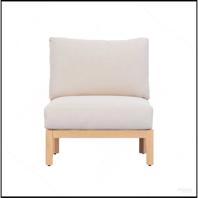 Fauteuil club de jardin en bois d'acacia, chaise d'extérieur tissée à la corde, assise profonde avec coussin moelleux, convient aux porches, jardins, arrière-cours et balcons (teck clair + corde beige + coussin beige).