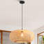 Luminaire suspendu tambour en rotin naturel tissé à la main 1 lumière 21,6 po Boho