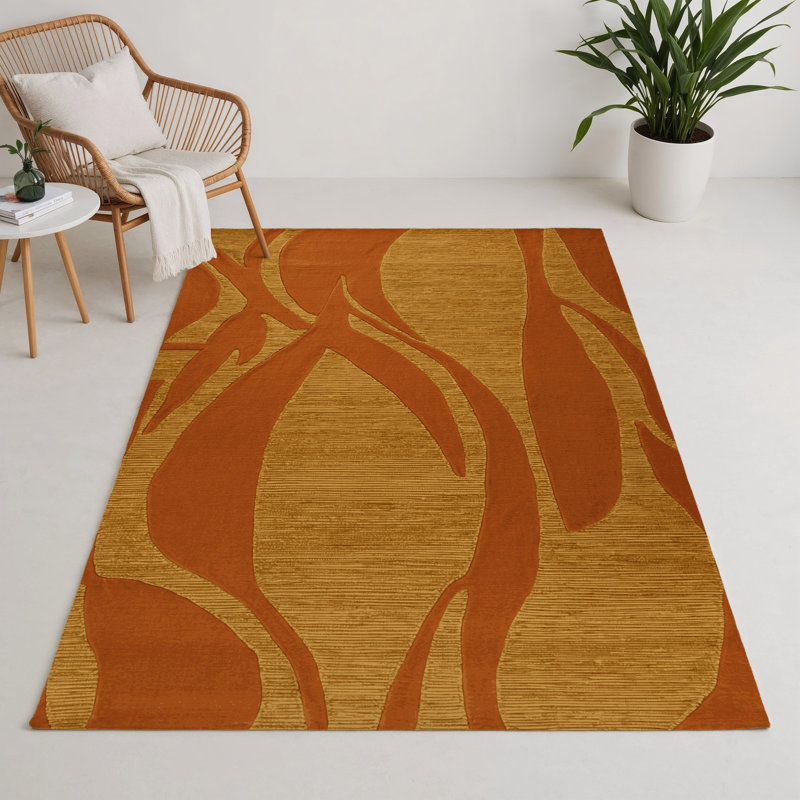 Tapis brun abstrait intérieur et extérieur, Rectangle 9 pi x 12 pi