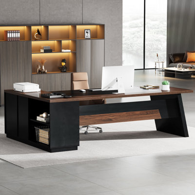 L-Shaped Executive Office Desk With Drawers by Latitude Run