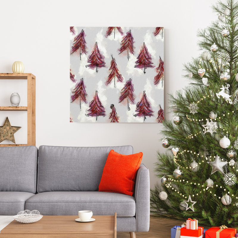"Sapins de Noël", reproduction d’art sur toile tendue, H 40 po x l 40 po x P 1 po