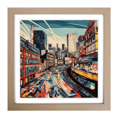 City Of Manchester Futurism - Single Picture Frame Print on Wood