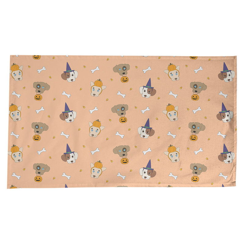 Festive Hol Tablecloth, 102" L x 58" W, Peach/Gray