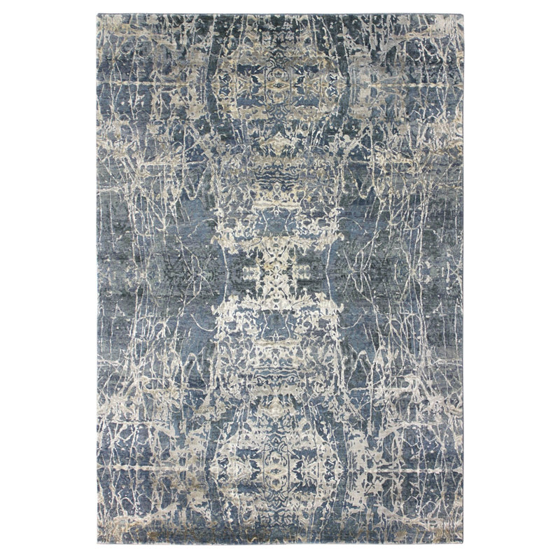 Tapis en laine / soie tissé à la main Flight, Rectangle 6 pi x 8 pi 8 po