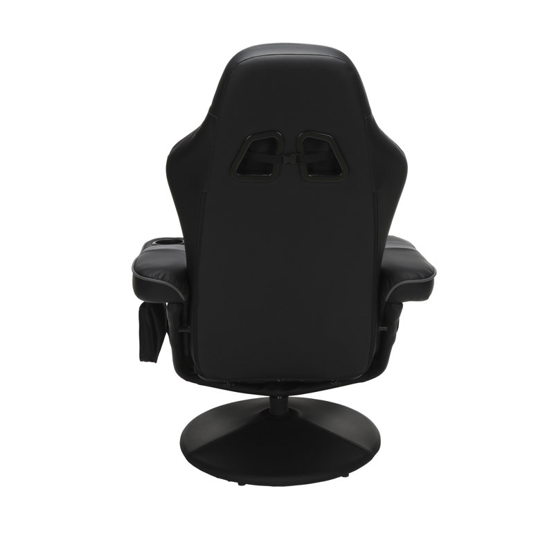 Gray Racing Style Gaming Recliner with Footrest and Cup Holder