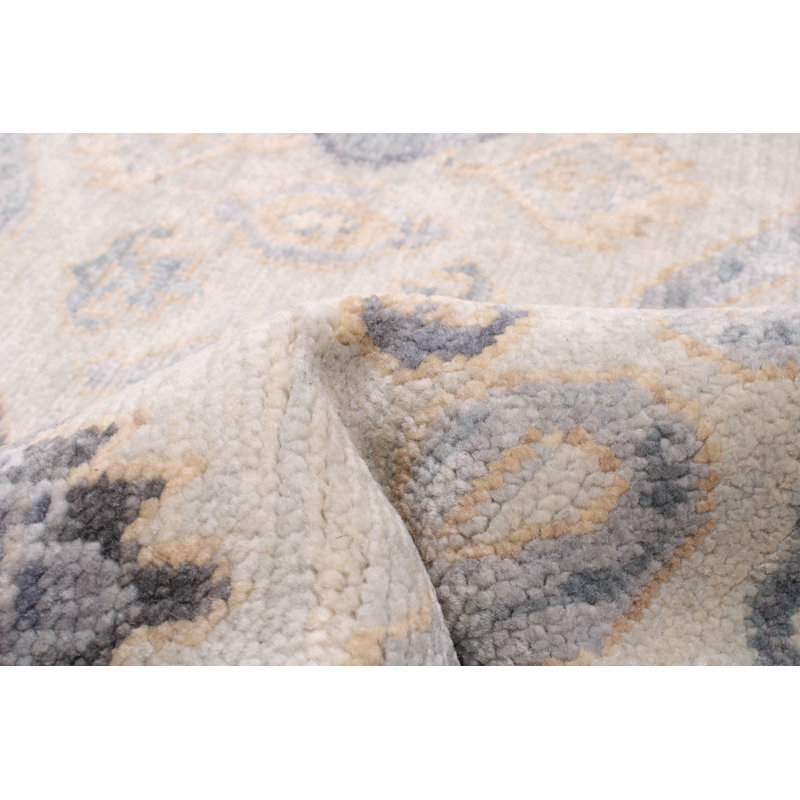 Tapis unique en laine noué à la main gris clair nouvel âge 6 pi x 8 pi 8 po Daisha