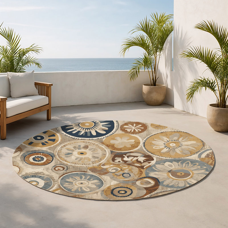 Tapis intérieur et extérieur Bold Ripple, Rond 5 pi