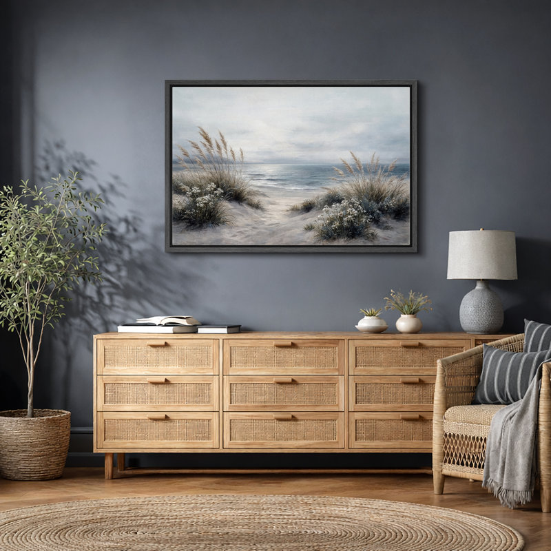 «Beach Path Dunes», paysage côtier, photos de salon, impression sur toile encadrée, Cadre noir, H 16 po x l 24 po x P 1,5 po