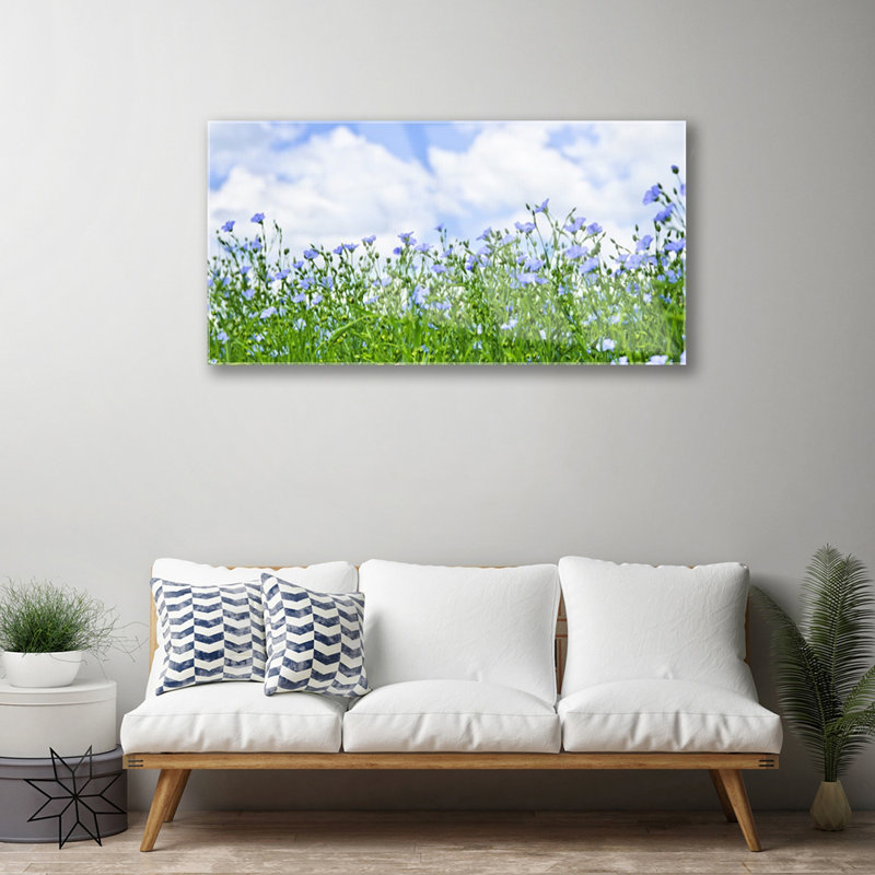 Glass Print Wall Art 100X50cm Image Printed On Glass Decorative Wall Picture Behind Toughened / Tempered Safety Real Glass For Kitchen & Living Room Theme: Flowers Nature