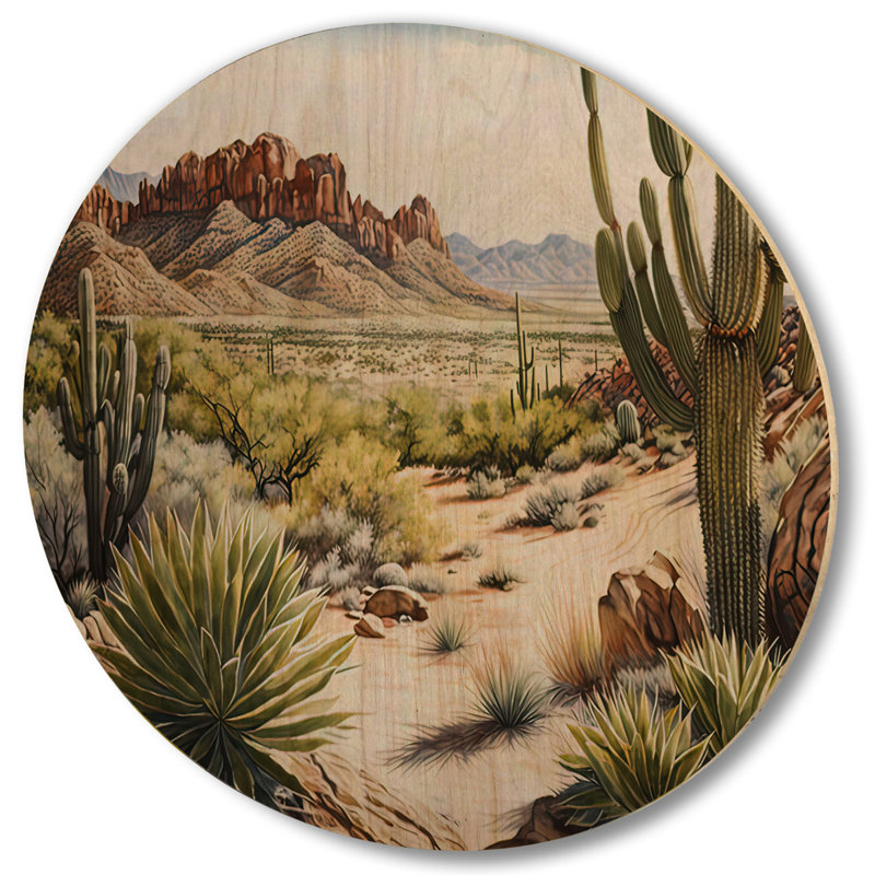 Désert de l'Arizona V - Art mural en bois du sud-ouest - Bois de pin naturel, L 36 po x H 36 po