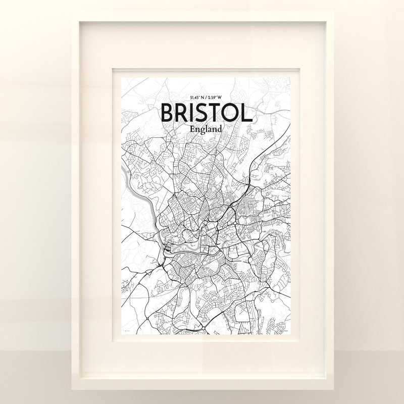 Bristol City Map In Tones - No Frame Print, 27.6cm H x 19.7cm W x 0.05cm D