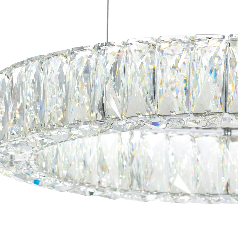 Lustre intégré unique en chrome 32 pouces à 2 anneaux à DEL intégré