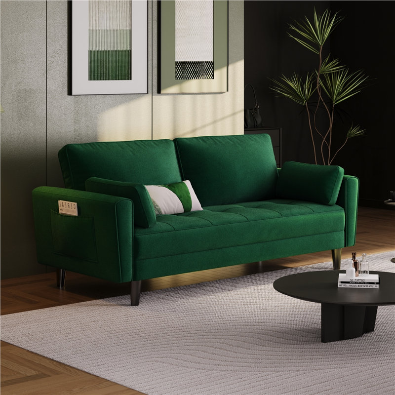 2 Seater Linen Loveseat, Green
