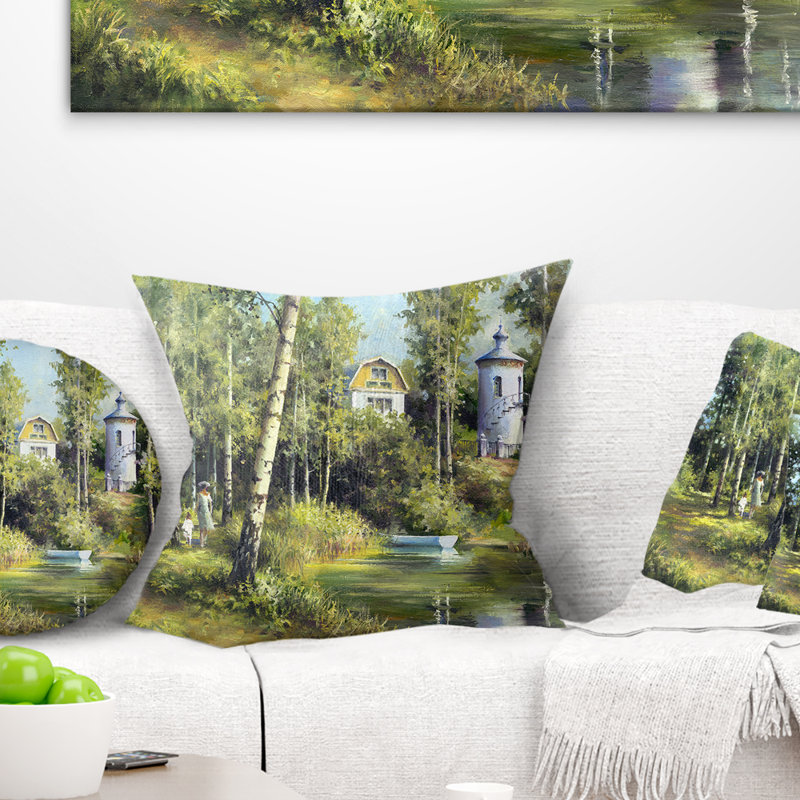 Paysage, oreiller River, 18 po x 18 po, Carré