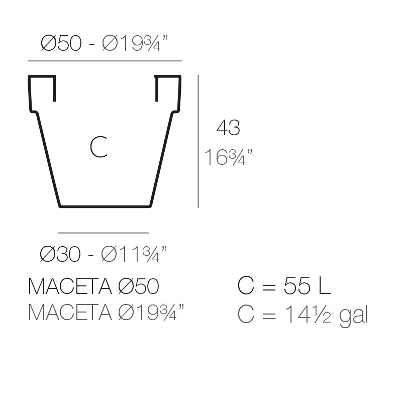 Pot à fleurs en résine Maceta, Acier, H 16,75 po x l 19,75 po x P 19,75 po