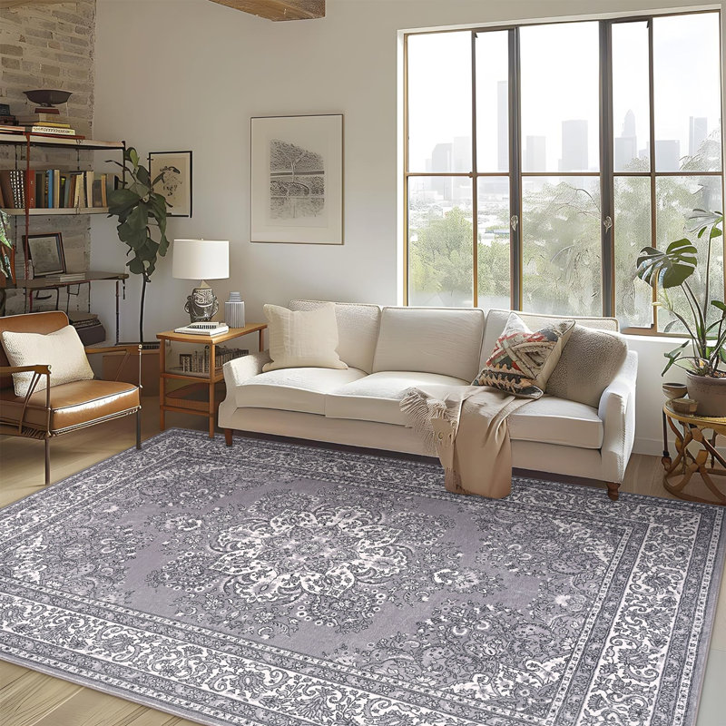Fillender Washable Soft Vintage Rug Fashion Floral Rug For Living Room Dorm Decor