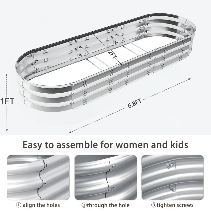 Hal 67"D x 20"W x10"H Metal Raised Garden Bed 2 pack. Silver, Sliver, 2