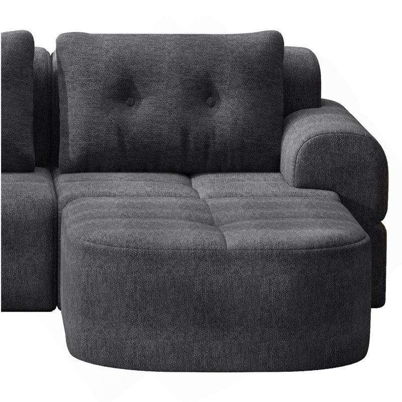 Canapé modulaire modulaire avec méridienne, structure en mousse complète, conception d'emballage par compression, revêtement en tissu tissé, canapé moderne surdimensionné pour le salon