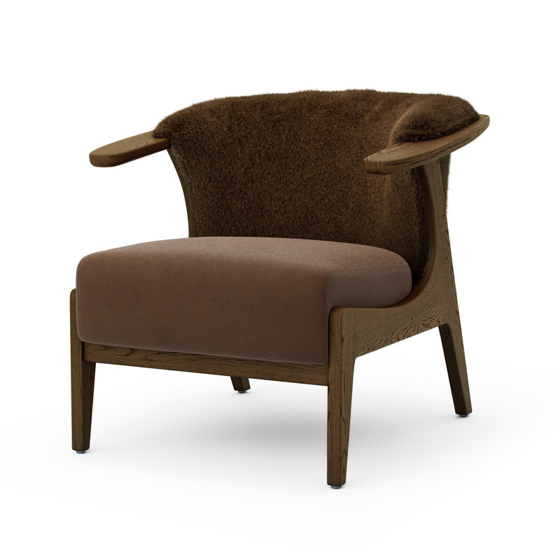 Fabian Chair-Cream Shearling, Ochre Shearling, Fawn Oak