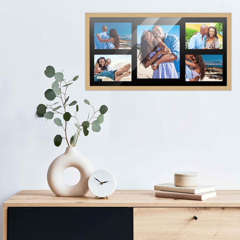 Wood Picture Frame with Mat, Natural/Black