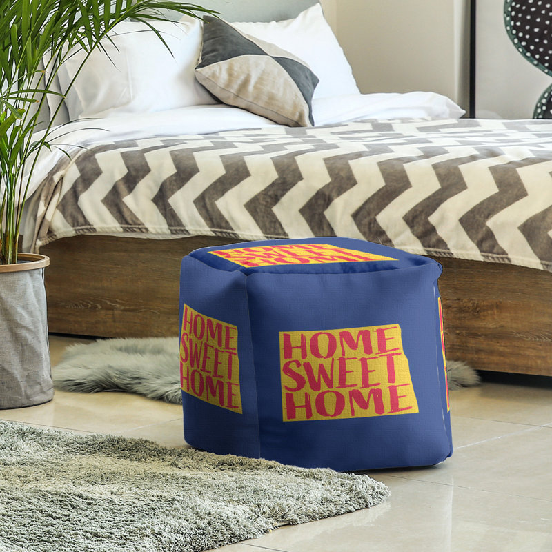 Repose-pieds cube north dakota the home, Bleu foncé / Jaune