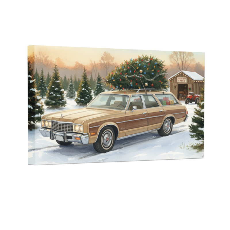 Scène d'hiver sur un toit de voiture, H 24 po x l 36 po