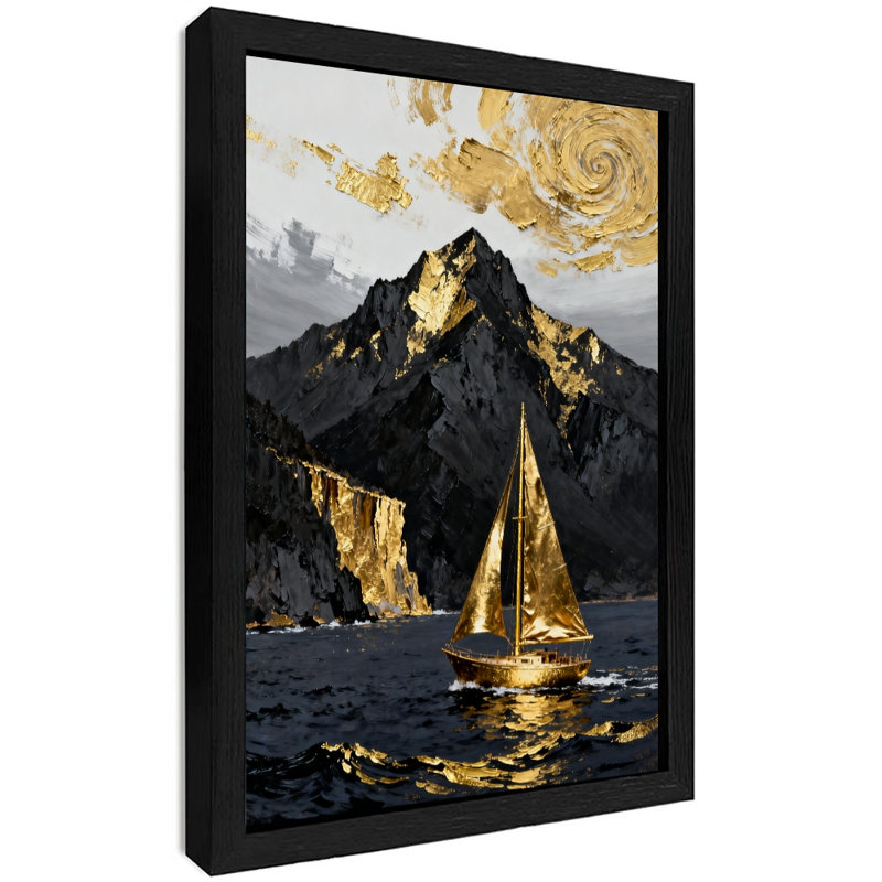 Art mural noir rétro Yifan Boat, impressions de style rétro, H 37 po x l 25 po