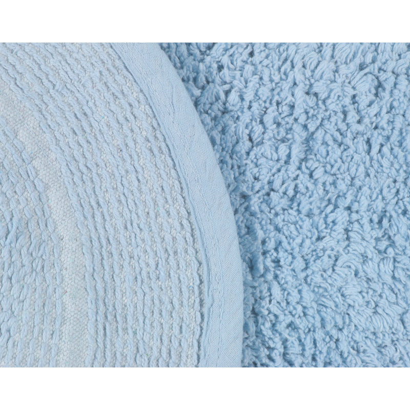 Lona Double Ruffle 100% Cotton Bath Rugs (Set of 3), Blue