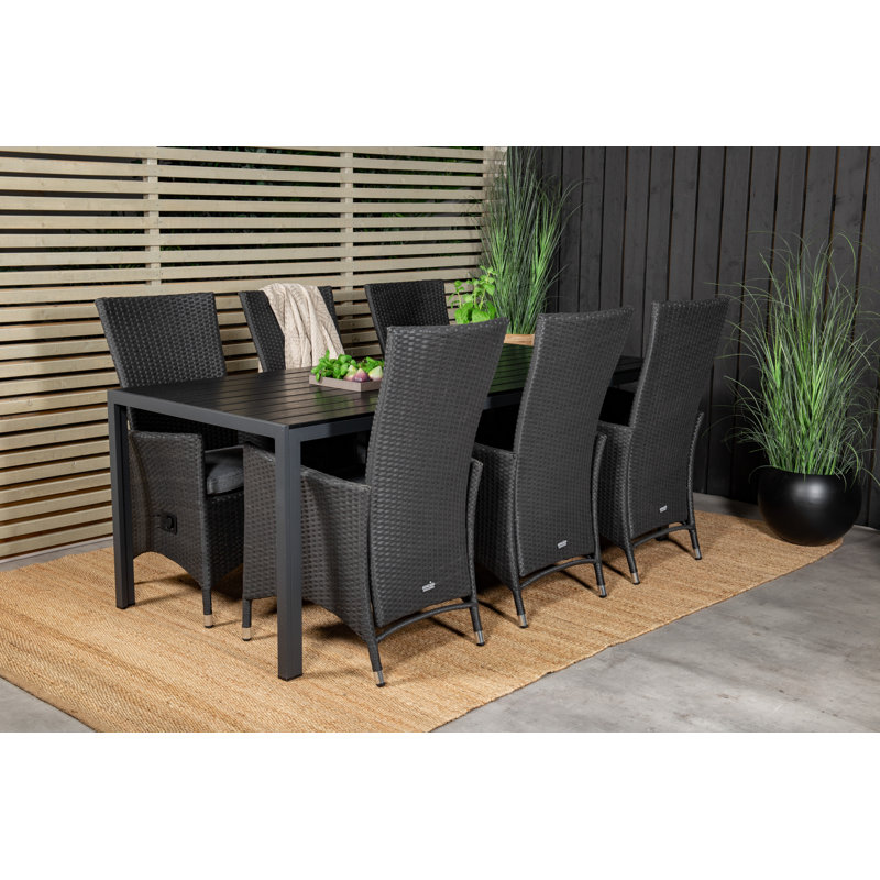 Albi 6 - Person Patio Dining Set with Rectangular Table , Cushions Included