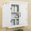 Two-Door Removable Wall Cabinet with Adjustable Shelves for Over the Toilet Bathroom Storage