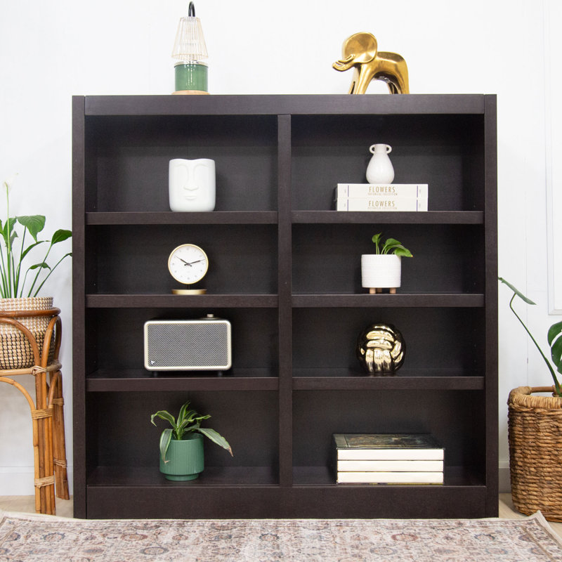 Backacre Double Wide Wood Bookcase, 8 Bookshelf,  48 inch Tall Storage and Display Bookshelf for Home Office and Living Room