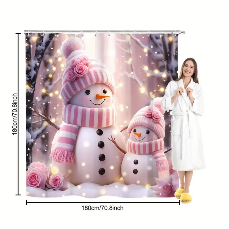 Ensemble de rideau de douche 4 pièces Merry Christmas