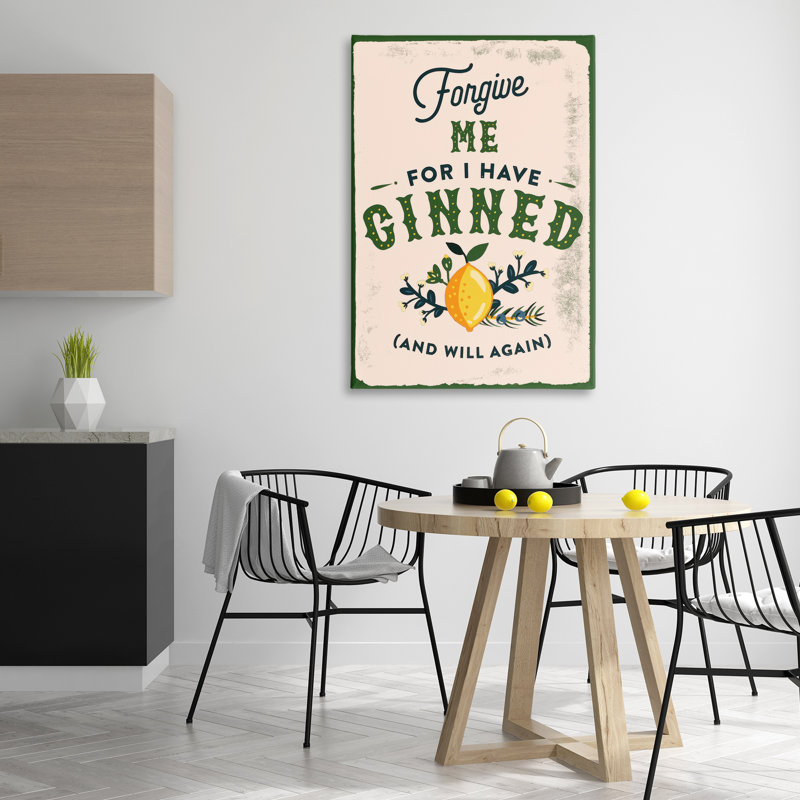 «Forgive Me For I Have Ginned», art mural sur toile par The Whiskey Ginger, H 45 po x l 30 po
